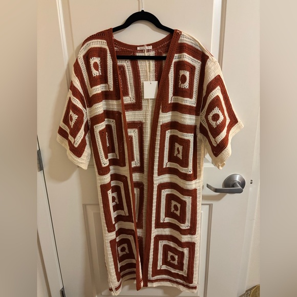 Do everything in love Jackets & Blazers - Granny Square Crochet Duster, Geometric Patterned Open Cardigan, One Size, NWT